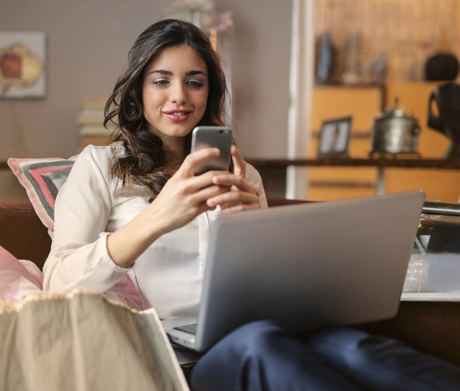 A woman shopping online on her phone