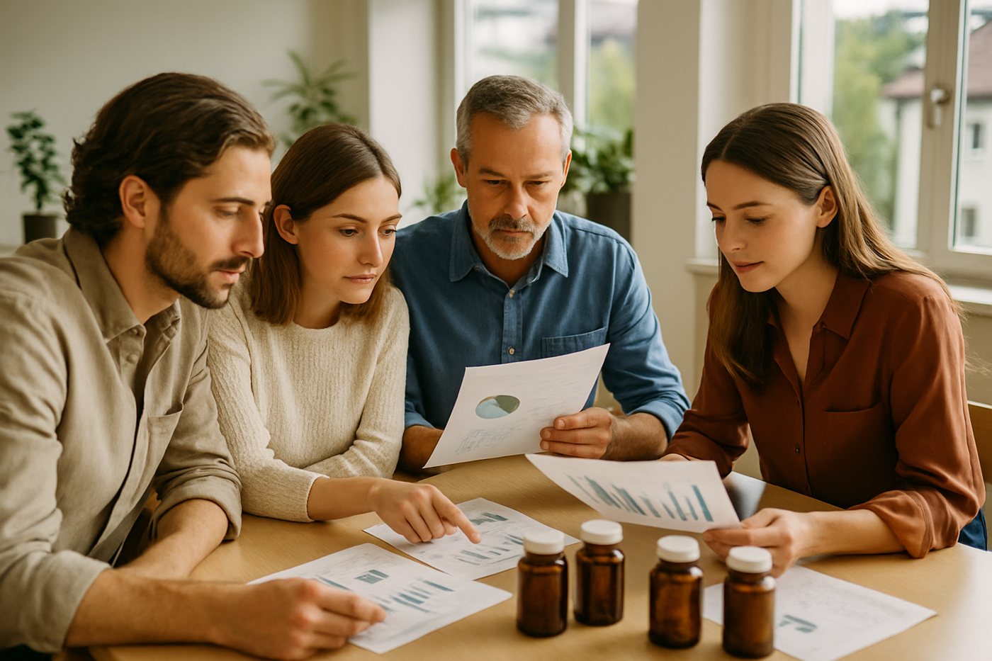 A team reviewing customer research results